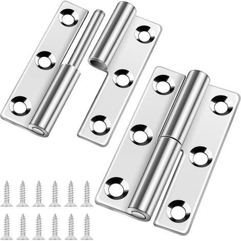 Set of 2 removable 6.35 cm hinges - Hinges - Small 304 stainless steel hinges - Removable door hinges - Folding - Left-handed (1/5)