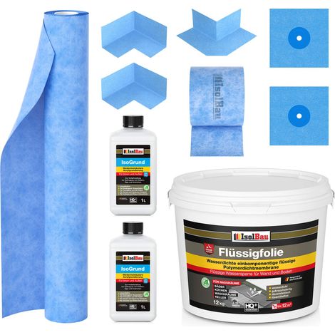 Kit d'étanchéité 605B, film liquide 12 kg, tapis 2 m, Isogrund 2 L, ruban adhésif 10 m, 2 coins, 2 manchettes (1/5)