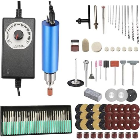 Kit de perceuse électrique manuelle de 0,8 à 3 mm, kit de polissage en résine avec 10 forets HSS, meule pour bricolage, sculpture sur bois, fabrication de bijoux (1/5)
