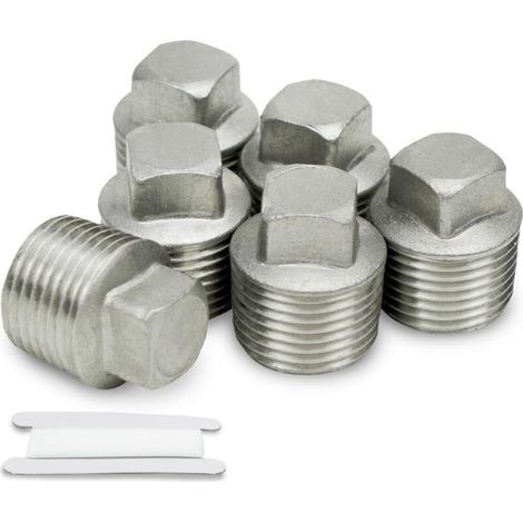 6 Pièces 1/2" mâle BSP filetage Acier inoxydable 304 mâle capuchon hexagonal douille tuyau bouchon raccords connecteur pour tuyau connexion Conversion (1/4)