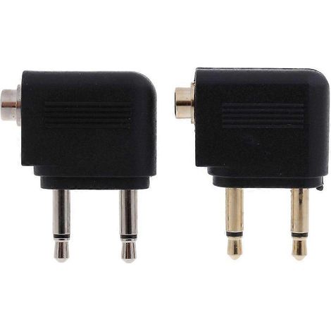 2 adaptateurs jack 3,5 mm plaqués or à port unique vers casque d'aviation 3,5 mm (1/4)
