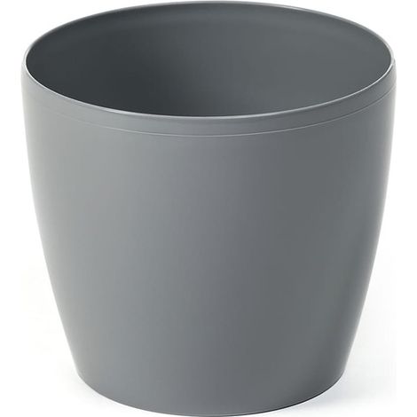 Blumentopf mit Kunststoffdeckel, grau, 15,5 cm, Magnolie