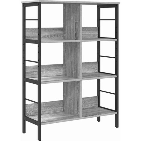 vidaXL Estante de libros 6 niveles 82 x 32 x 112 cm Gris Sonoma (1/2)
