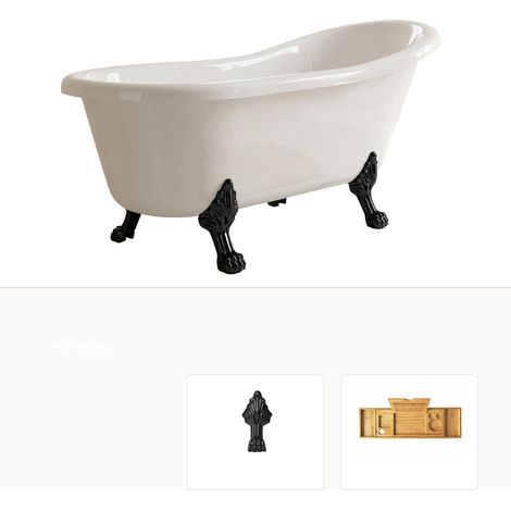 Baignoire îlot LEONA 160x75 pieds noir plateau (1/5)
