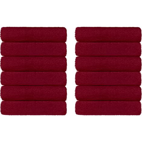 Set Asciugamani Bagno 100% Cotone Super Assorbenti Telo Doccia Spugna Professionali Salvietta Lavetta Viso Asciugamano Salviette Teli Asciugamano Ospite Qualità Hotel Lavette 12 Asciugamani - Bordeaux