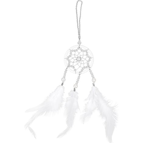 Pendentif Attrape-rêves Créatif en Anneaux de Fer Perles et Corde Blanche, Décoration Suspendue Chic pour Voiture ou Maison (1/5)