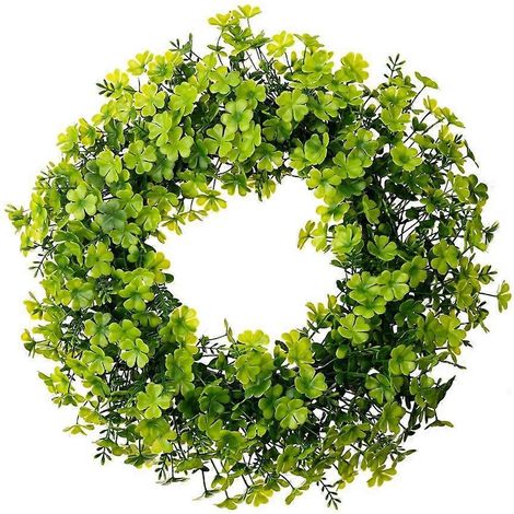 Guirlande de trèfles à quatre feuilles, couronne verte artificielle pour la décoration de la Saint-Patrick (1/4)