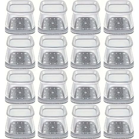 Lntyq 16pcs Carré Protection Pied de Chaise Silicone, Patin de Chaise, Protections de Sol en Silicone Transparent pour Sols en Bois Dur et Carrelage, pour Pieds de Chaise avec Patins en Feutre (1/5)