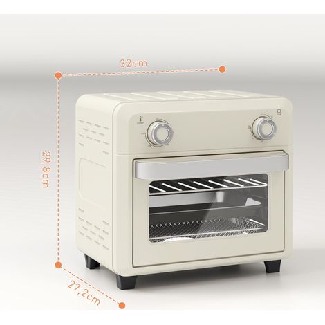Four à air chaud 10 L pour griller, cuire et frire, minuterie, 1000 W, compatible lave-vaisselle, blanc crème (1/5)