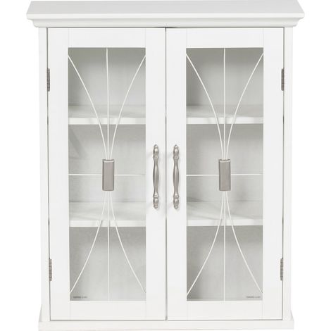 Teamson Home Delaney Pensile da bagno in legno bianco 7930 con 2 ante in vetro (1/6)