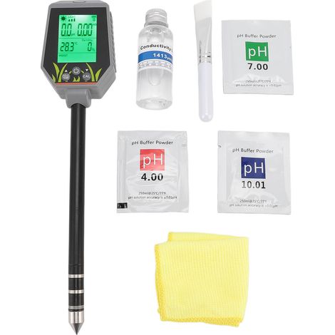 [Analizador digital de suelos] Kit de análisis de calidad del suelo 6 en 1: Mide el pH, la conductividad eléctrica (CE), la luz, la humedad, la temperatura y la fertilidad para jardines, huertos y inv (1/5)