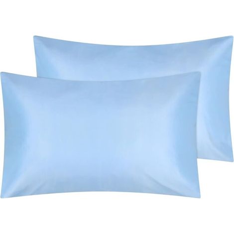 Taie d'oreiller 50 x 75 cm Lot de 2 Housse Oreiller Facile à Laver Microfibre Doux Et Brossé avec Respirante et Infroissable Fermeture à Enveloppe Housse d'oreiller Coussin,Bleu (1/4)