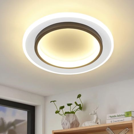 ZMH Plafonnier LED Salon - 3000K Blanc Chaud Lampe de salon 12W Acrylique Plafonnier Moderne Noir Design Lampe de chambre à coucher pour chambre à coucher salle à manger cuisine couloir