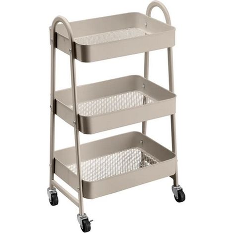 Chariot - JUANIO - 3 niveaux - Beige - Fer revêtu de poudre - 44x31x79 cm (1/3)