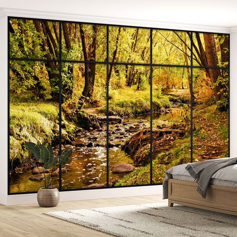 Papier peint panoramique Trompe l'oeil Verrière - Rivière - 130 cm x 82 cm (1/5)