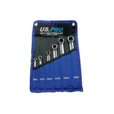 US PRO 6PC E6-E24 TRX TORX E STAR RING SPANNER WRENCH SET IN ROLL 2290