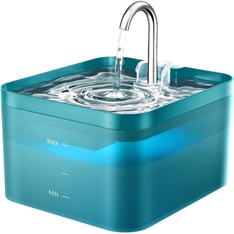 Fontaine a Eau Chat, 2,2L Fontaine à Eau pour Chat, Super Silencieuse, Facile à Mettoyer, Fontaine a Eau avec LED, Convient à Plusieurs Animaux de Compagnie (Vert-2.2L) (1/5)