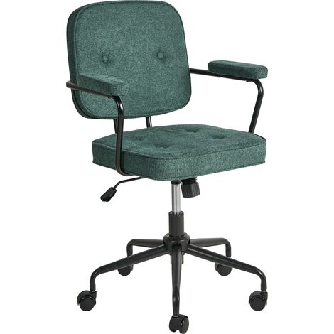 Sedia da ufficio in tessuto verde scuro girevole con altezza regolabile e freno di sicurezza Pawnee