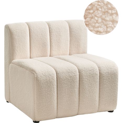 Sillón tapizado con asiento grueso y suave moderno de bouclé beige claro Kage (1/5)
