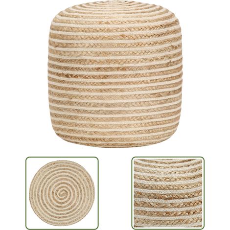 The Living Store Pouf fait à la main 40 x 45 cm Jute - Pouf Design - Pouf Moderne - Pouf Jute - Pouf Artisanal - Repose-pied Cosy (1/3)