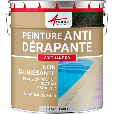 Peinture antidérapante, sol extérieur, escalier, bateau, carrelage, béton, bois, métal : Solthane RD - 6 kg Telegris 4 - RAL 7047 - ARCANE INDUSTRIES