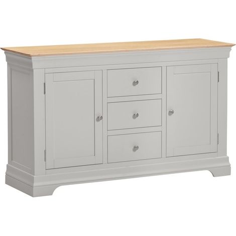 Bordeaux 2 Door 3 Drawer Sideboard - L43 x W139 x H83 cm - Pebble Grey/Oak