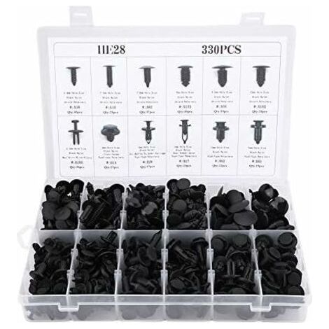 QORVA
-Clips Agrafe Rivets Fixation de Protection, 330Pcs 12 Tailles Assorties Carrosserie Poussée Rivet Garniture Clip,de (1/5)