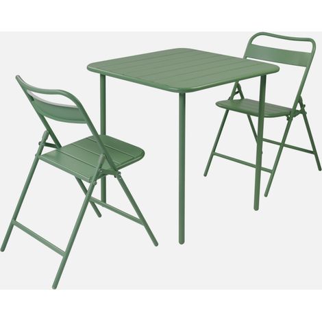 Set tavolo da giardino pieghevole in acciaio con 2 sedie, 70cm (1/4)
