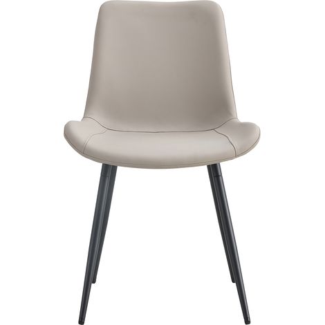 Set de 4 sillas de comedor de piel sintética gris con patas metálicas negras HOMVRA (1/5)