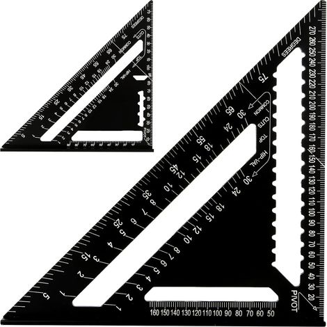 2 Pièces Equerre Menuisier, 170mm et 300mm Equerre Charpentier Noir, Aluminium Regle pour Charpentier, Ingénieur, Couvreur, Bricolage Outillage (1/5)