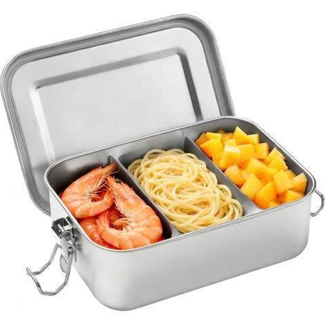 850ml Boîte à Bento en Acier Inoxydable, Boîte Alimentaire pour Enfants et Adultes, Bureau, École, Camping, Lunch Box Anti-Fuite avec 2 Compartiments Amovibles, Durable, Écologique et Sans BPA (1/5)
