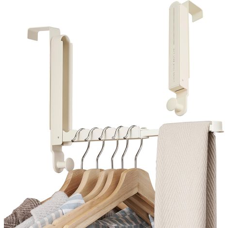 Crochet de porte à suspendre, compatible avec les portes jusqu'à 4,4 cm (1 3/4 po), 1 pièce, avec tige rétractable, séchoir à linge pliable à suspendre à la porte pour buanderie,(blanc laiteux, paquet (1/5)