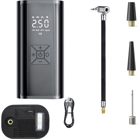 Compresseur d'air pour gonflage de pneus de voiture - Adaptateur d'alimentation électrique multifonction avec affichage numérique - Manomètre - Compresseur d'air portable pour gonflage de pneus de (1/5)