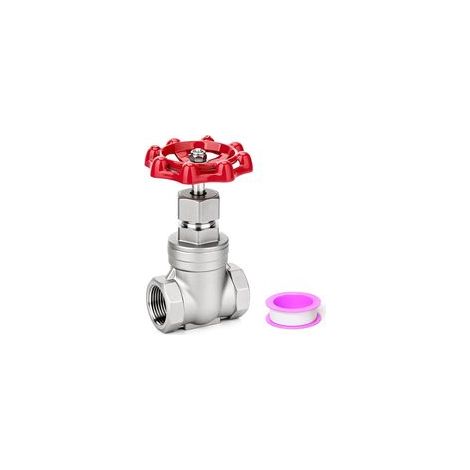 EGAOBOY Vanne à guillotine robuste en acier inoxydable 304, 3/4" BSP femelle x 3/4" BSP femelle, vanne rotative à poignée à roue, 200 WOG, pour l'eau, l'huile, le gaz et la plomberie industrielle (1/5)