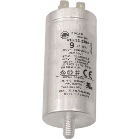 Ersatzteil - Originaler Kondensator 9 µF für Trockner - - CANDY, HOOVER, ZEROWATT, IBERNA, TERZISMO