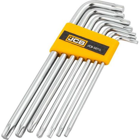 Juego de 7 llaves  5071L TORX JCB, T10-T40, para trabajos de mantenimiento, alta precisión y durabilidad, construcción robusta, fabricadas por JCB, herramientas de alta calidad.