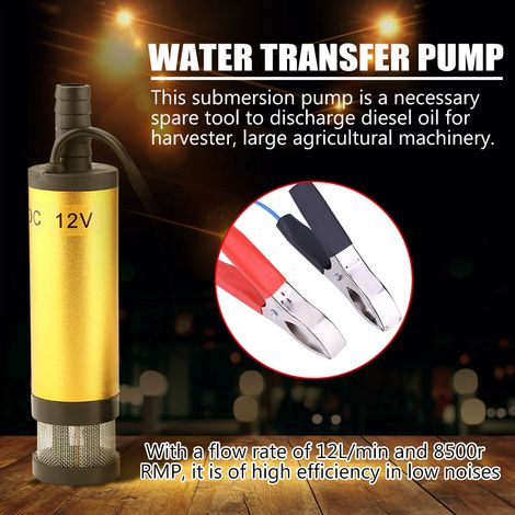 Pompe submersible en acier inoxydable pour le ravitaillement en eau, diesel, huile et kérosène (DC 12V Doré) (1/5)