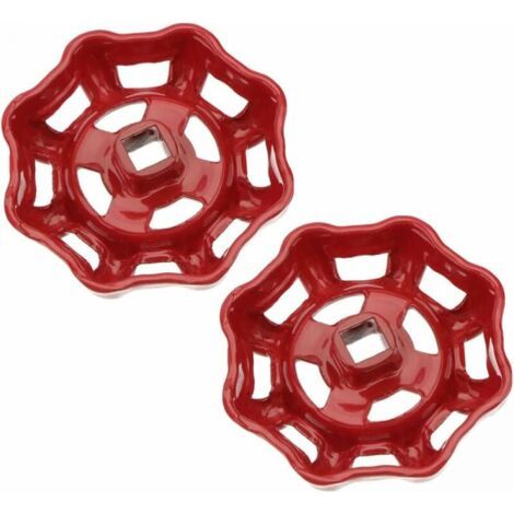 2 Stück 7 x 7 mm Ventilhandrad aus rotem Eisen, Ventilgriff, Kugelhahn, Absperrventil, Wasserrohr, Wasserhahn, Ventiloberteil, Griff (1/4)