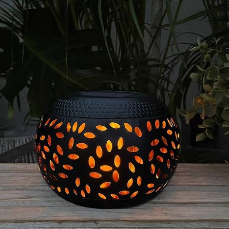 Lampe de table solaire d'extérieur étanche à effet flamme clignotante, éclairage LED solaire automatique, pour bureau, terrasse, jardin, couloir ou cour. (1/5)