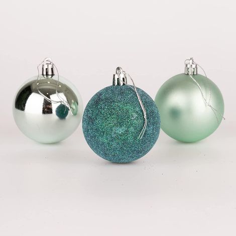 BAUBLES TURQUOISE 5CM 12PCS SET PVC (1/4)
