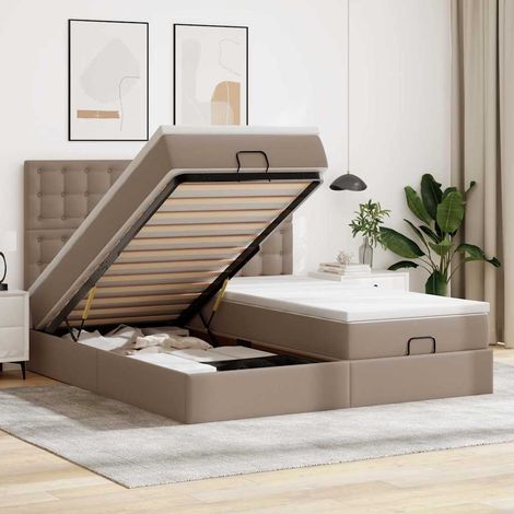 Ottoman-Bett mit Matratzen Cappuccino 200x200 cm Kunstleder (1/5)