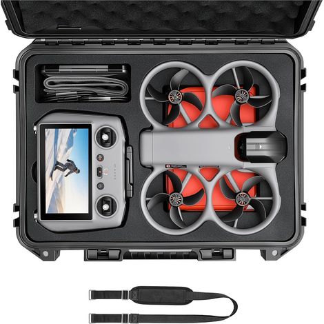 Avata 360 Valise,Transport Rigide Étanche pour DJI Avata 360 Fly More Combo – Compatible avec Drone, Manette RC 2, Station de Charge Bidirectionnelle, Tapis d’Atterrissage [Case+Sangle]