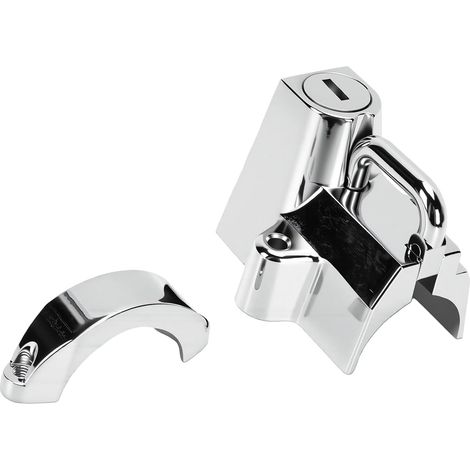 Antivol de Casque en Acier Inoxydable, pour Guidon de 22 à 32 Mm Dispositif de sécurité antivol, argent galvanisé, verrouillage à clé, conception compacte, accessoire de moto universel (1/5)