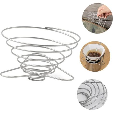 Soporte de acero inoxidable para filtros de café，soporte universal para filtros de goteo，estable y duradero，se adapta a todas las tazas y vasos (1/5)