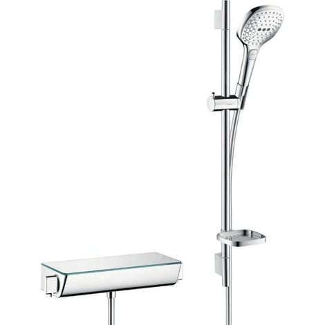 HANSGROHE Combi douche E 120 3jet avec barre 65 cm Ecostat Select blanc chromé (1/5)