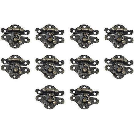 Lot de 10 fermoirs antiques en alliage, clips décoratifs en relief, pour boîtes à bijoux, boîtes à bibelots et valises.-XXS-As Shown