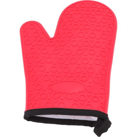 Feuerfeste, hitzebeständige Silikon-Ofenhandschuhe für Mikrowellenherde, kurz, zwei Finger, rot, rutschfest und hitzebeständig (1/5)