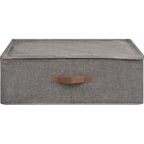 Scatola portaoggetti Noto in tessuto grigio scuro con coperchio e manico 56×47×18 cm