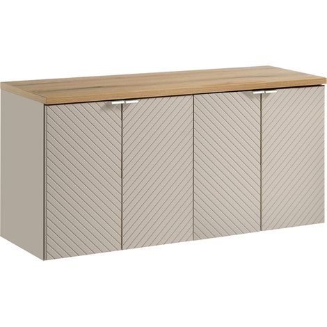 Meuble sous-vasque 120cm 4 portes plan de toilette Manoa Cachemire et Bois