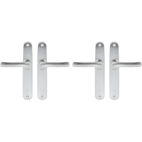 1 Set Poignée De Porte Sur Plaque Bec De Cane Aluminium Entraxe 195 Mm Pour Cuisine Salon